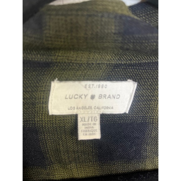 Lucky Brand Flannel Womens Size Small Green Flannel‎ Plaid Pullover Blouse - Picture 2 of 8